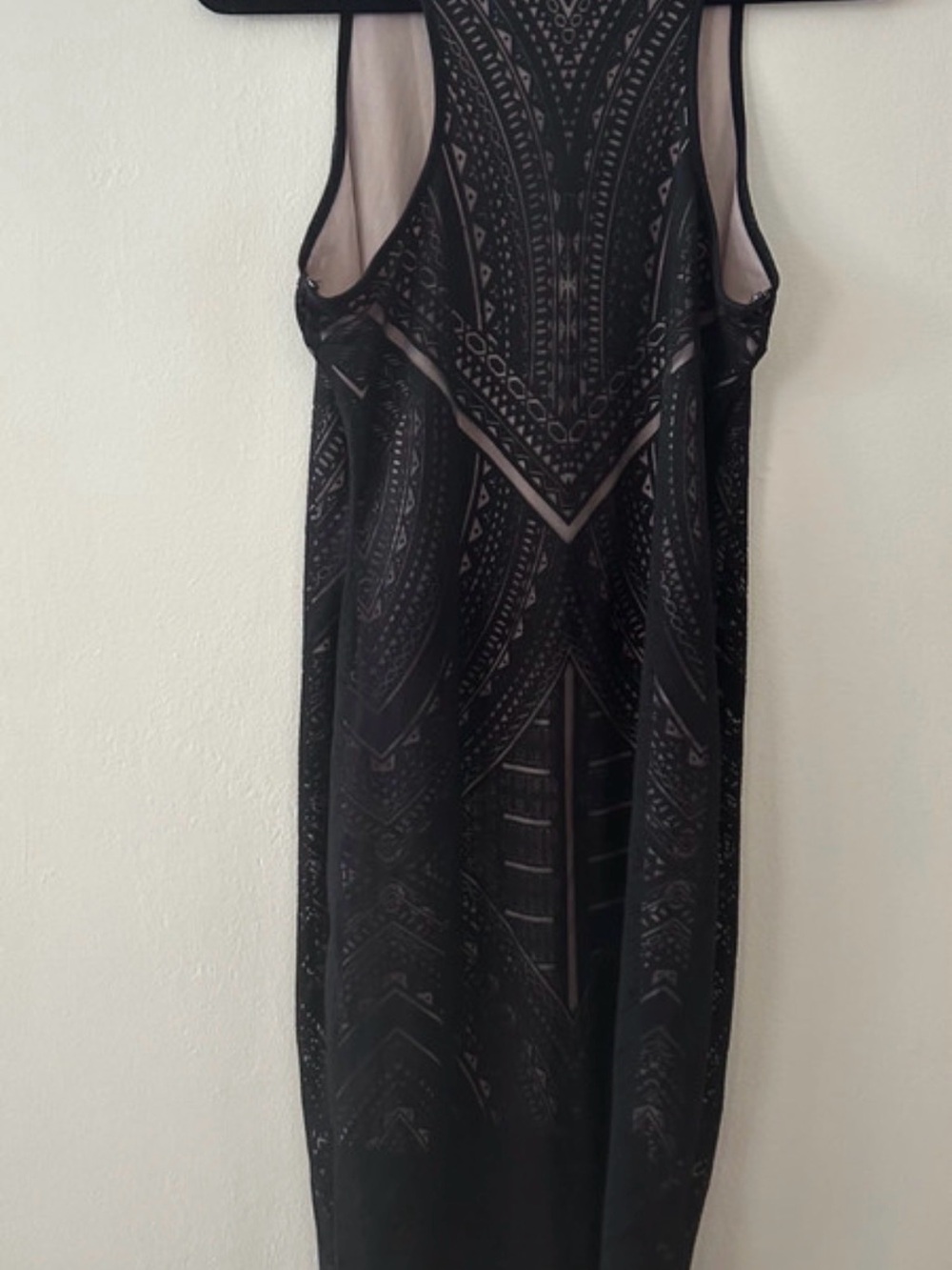 Mossimo Supply Co. Black Sleeveless Printed Midi Dress with Taupe Accents